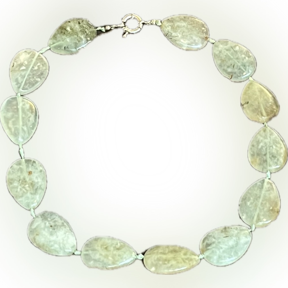 Light Green Natural Stone Leaf Statement Necklace